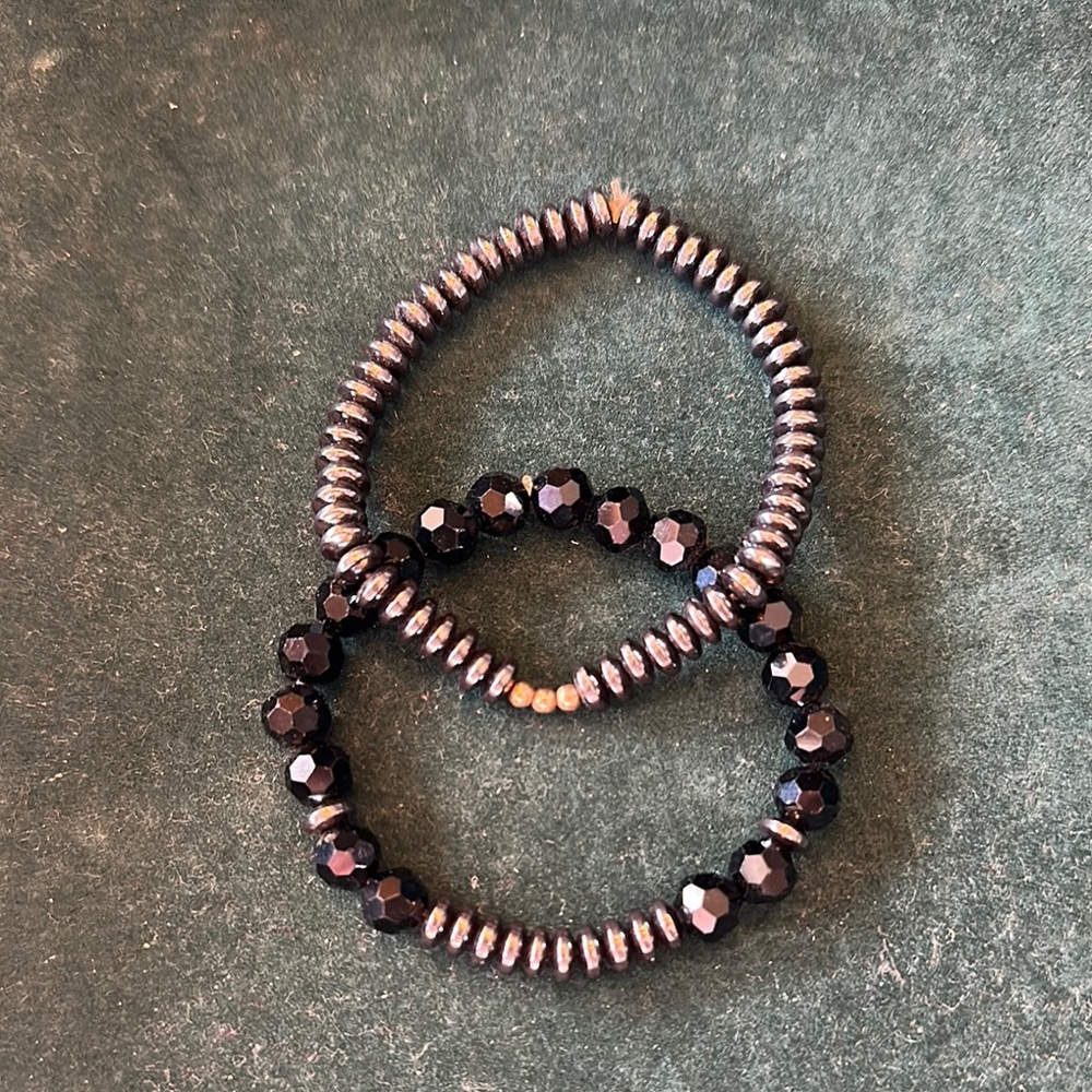 Black and Hermatite Beaded Bracelets